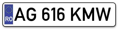 Placuta inmatriculare numar auto  AG-616-KMW, AG 616 KMW, AG616KMW