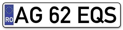 Placuta inmatriculare numar auto  AG-62-EQS, AG 62 EQS, AG62EQS