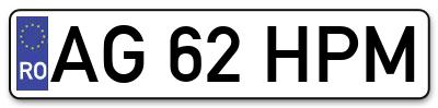 Placuta inmatriculare numar auto  AG-62-HPM, AG 62 HPM, AG62HPM