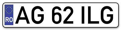 Placuta inmatriculare numar auto  AG-62-ILG, AG 62 ILG, AG62ILG