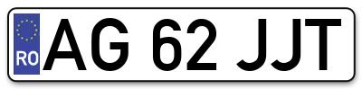 Placuta inmatriculare numar auto  AG-62-JJT, AG 62 JJT, AG62JJT