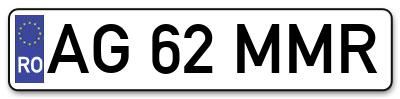 Placuta inmatriculare numar auto  AG-62-MMR, AG 62 MMR, AG62MMR