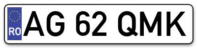 Placuta inmatriculare numar auto  AG-62-QMK, AG 62 QMK, AG62QMK