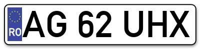 Placuta inmatriculare numar auto  AG-62-UHX, AG 62 UHX, AG62UHX