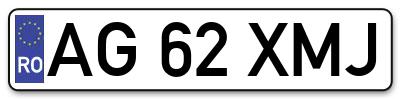 Placuta inmatriculare numar auto  AG-62-XMJ, AG 62 XMJ, AG62XMJ