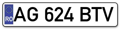 Placuta inmatriculare numar auto  AG-624-BTV, AG 624 BTV, AG624BTV