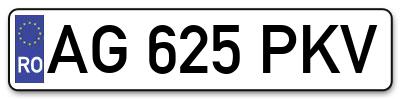 Placuta inmatriculare numar auto  AG-625-PKV, AG 625 PKV, AG625PKV