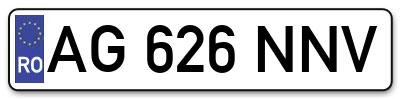 Placuta inmatriculare numar auto  AG-626-NNV, AG 626 NNV, AG626NNV