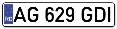 Placuta inmatriculare numar auto  AG-629-GDI, AG 629 GDI, AG629GDI