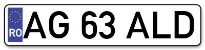 Placuta inmatriculare numar auto  AG-63-ALD, AG 63 ALD, AG63ALD