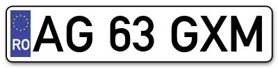 Placuta inmatriculare numar auto  AG-63-GXM, AG 63 GXM, AG63GXM