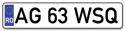 Placuta inmatriculare numar auto  AG-63-WSQ, AG 63 WSQ, AG63WSQ