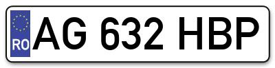 Placuta inmatriculare numar auto  AG-632-HBP, AG 632 HBP, AG632HBP