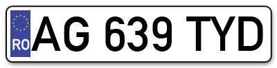 Placuta inmatriculare numar auto  AG-639-TYD, AG 639 TYD, AG639TYD