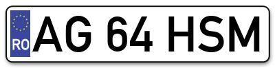 Placuta inmatriculare numar auto  AG-64-HSM, AG 64 HSM, AG64HSM