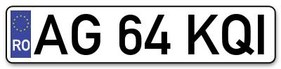 Placuta inmatriculare numar auto  AG-64-KQI, AG 64 KQI, AG64KQI