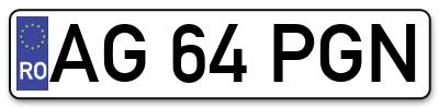Placuta inmatriculare numar auto  AG-64-PGN, AG 64 PGN, AG64PGN