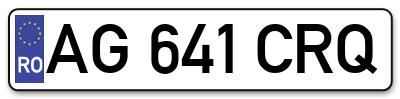 Placuta inmatriculare numar auto  AG-641-CRQ, AG 641 CRQ, AG641CRQ