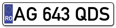 Placuta inmatriculare numar auto  AG-643-QDS, AG 643 QDS, AG643QDS