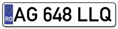 Placuta inmatriculare numar auto  AG-648-LLQ, AG 648 LLQ, AG648LLQ