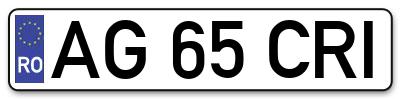 Placuta inmatriculare numar auto  AG-65-CRI, AG 65 CRI, AG65CRI