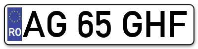 Placuta inmatriculare numar auto  AG-65-GHF, AG 65 GHF, AG65GHF