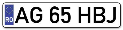 Placuta inmatriculare numar auto  AG-65-HBJ, AG 65 HBJ, AG65HBJ