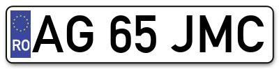 Placuta inmatriculare numar auto  AG-65-JMC, AG 65 JMC, AG65JMC