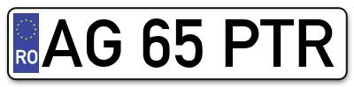 Placuta inmatriculare numar auto  AG-65-PTR, AG 65 PTR, AG65PTR
