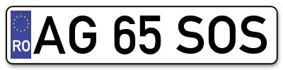 Placuta inmatriculare numar auto  AG-65-SOS, AG 65 SOS, AG65SOS