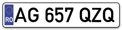 Placuta inmatriculare numar auto  AG-657-QZQ, AG 657 QZQ, AG657QZQ