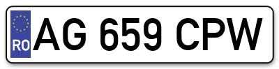 Placuta inmatriculare numar auto  AG-659-CPW, AG 659 CPW, AG659CPW