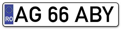 Placuta inmatriculare numar auto  AG-66-ABY, AG 66 ABY, AG66ABY