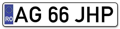 Placuta inmatriculare numar auto  AG-66-JHP, AG 66 JHP, AG66JHP