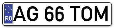 Placuta inmatriculare numar auto  AG-66-TOM, AG 66 TOM, AG66TOM