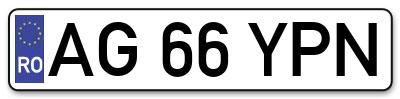 Placuta inmatriculare numar auto  AG-66-YPN, AG 66 YPN, AG66YPN