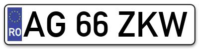Placuta inmatriculare numar auto  AG-66-ZKW, AG 66 ZKW, AG66ZKW