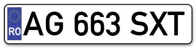 Placuta inmatriculare numar auto  AG-663-SXT, AG 663 SXT, AG663SXT