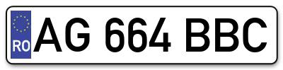 Placuta inmatriculare numar auto  AG-664-BBC, AG 664 BBC, AG664BBC