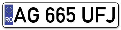 Placuta inmatriculare numar auto  AG-665-UFJ, AG 665 UFJ, AG665UFJ