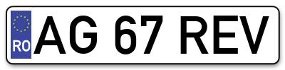 Placuta inmatriculare numar auto  AG-67-REV, AG 67 REV, AG67REV