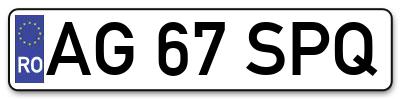 Placuta inmatriculare numar auto  AG-67-SPQ, AG 67 SPQ, AG67SPQ