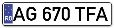 Placuta inmatriculare numar auto  AG-670-TFA, AG 670 TFA, AG670TFA