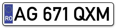 Placuta inmatriculare numar auto  AG-671-QXM, AG 671 QXM, AG671QXM