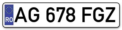 Placuta inmatriculare numar auto  AG-678-FGZ, AG 678 FGZ, AG678FGZ