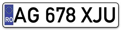 Placuta inmatriculare numar auto  AG-678-XJU, AG 678 XJU, AG678XJU