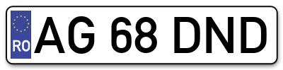 Placuta inmatriculare numar auto  AG-68-DND, AG 68 DND, AG68DND