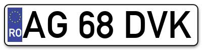 Placuta inmatriculare numar auto  AG-68-DVK, AG 68 DVK, AG68DVK
