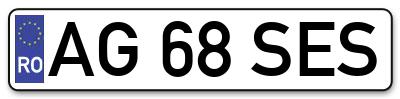 Placuta inmatriculare numar auto  AG-68-SES, AG 68 SES, AG68SES