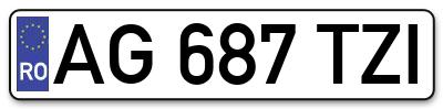 Placuta inmatriculare numar auto  AG-687-TZI, AG 687 TZI, AG687TZI